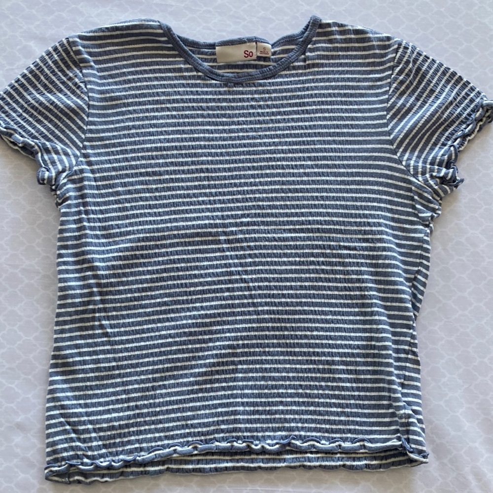 Blue and White Striped Shirt